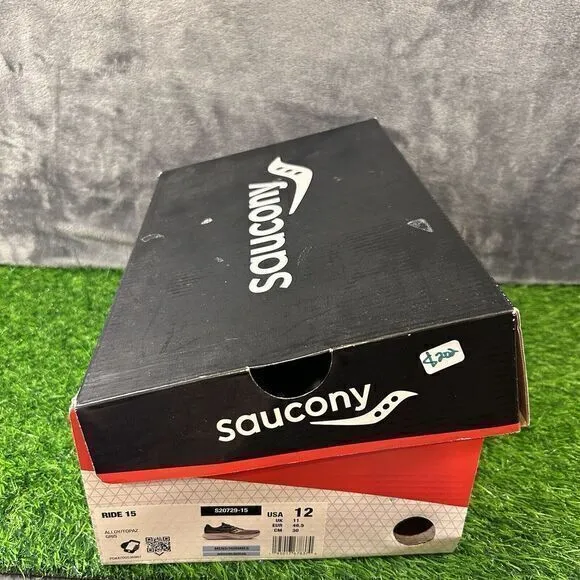 Saucony‎ Ride 15 Mens 12 Gray White Shoes Sneakers Athletic Running Gym W/Box