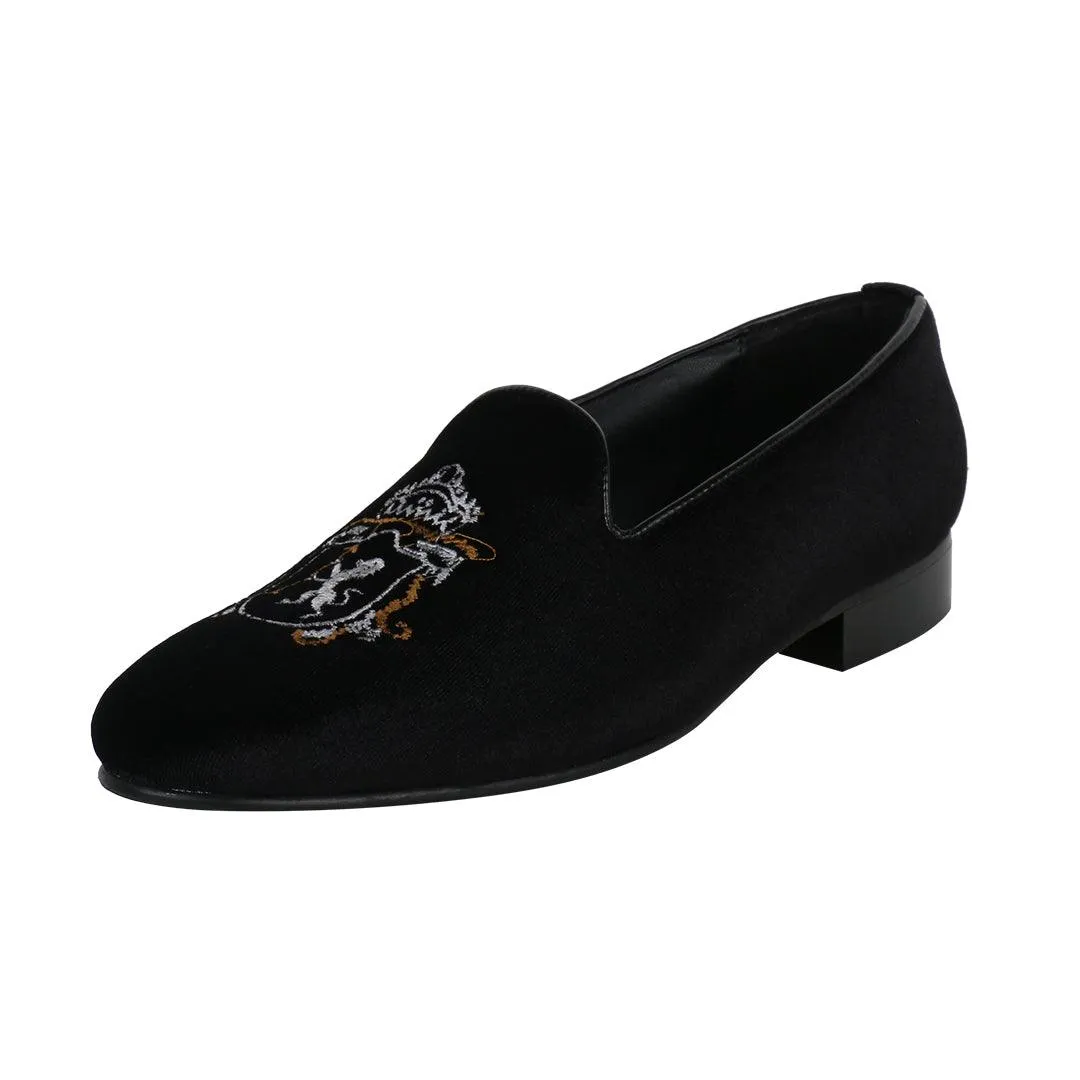 Schull Black Velvet Slip Ons