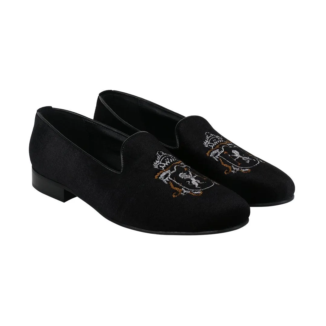 Schull Black Velvet Slip Ons