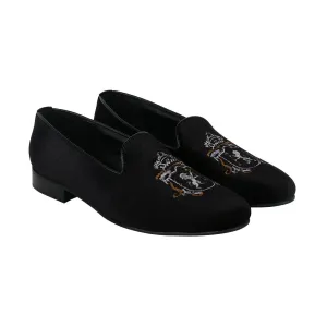 Schull Black Velvet Slip Ons