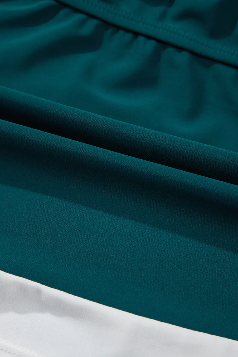 Sea Green Drawstring Tummy Control Mix-and-match 2pcs Tankini Swimsuit