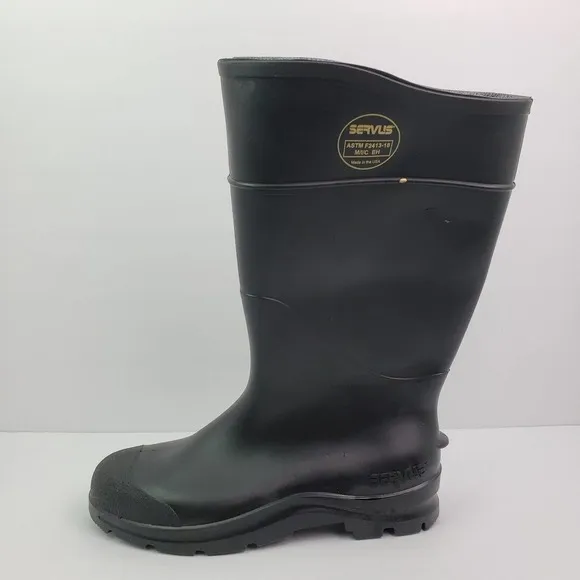Servus Mens Size 11 Black Rubber Steel Toe Safety Work Boots ASTM F2413-18