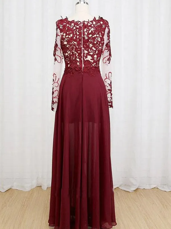 Sexy Black Deep V-neck Long Sleeves Lace Prom Dress, WGP228
