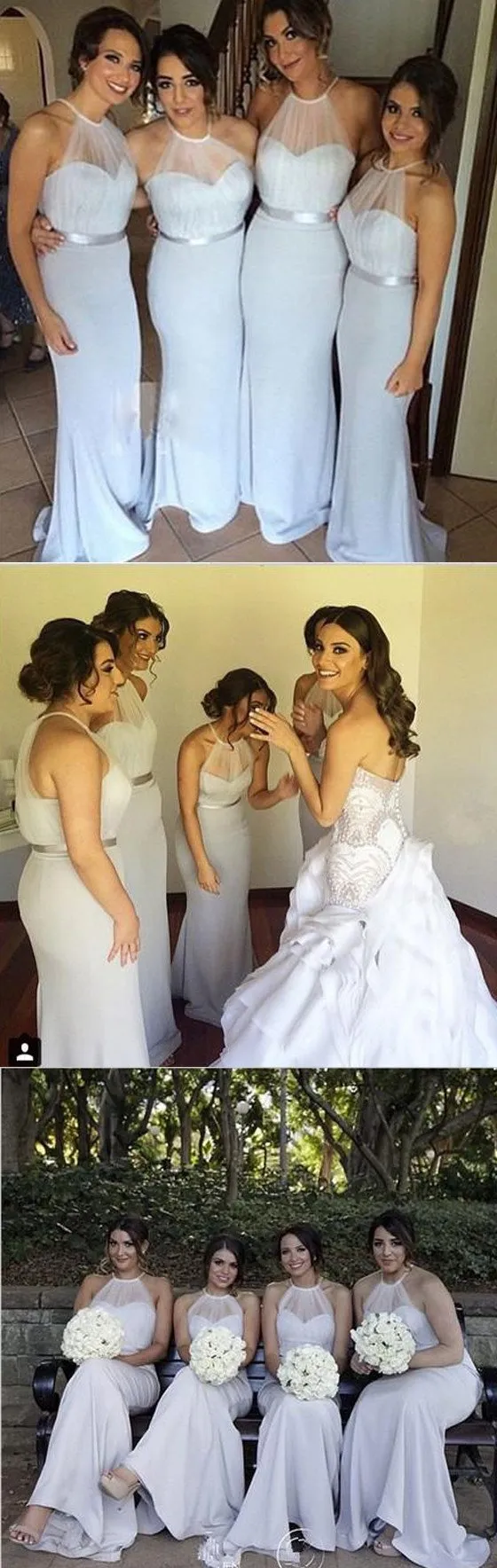 Sexy Mermaid Halter Seen Through Top Fashion Long Wedding Guest Dresses for Mother of Bride, WG132