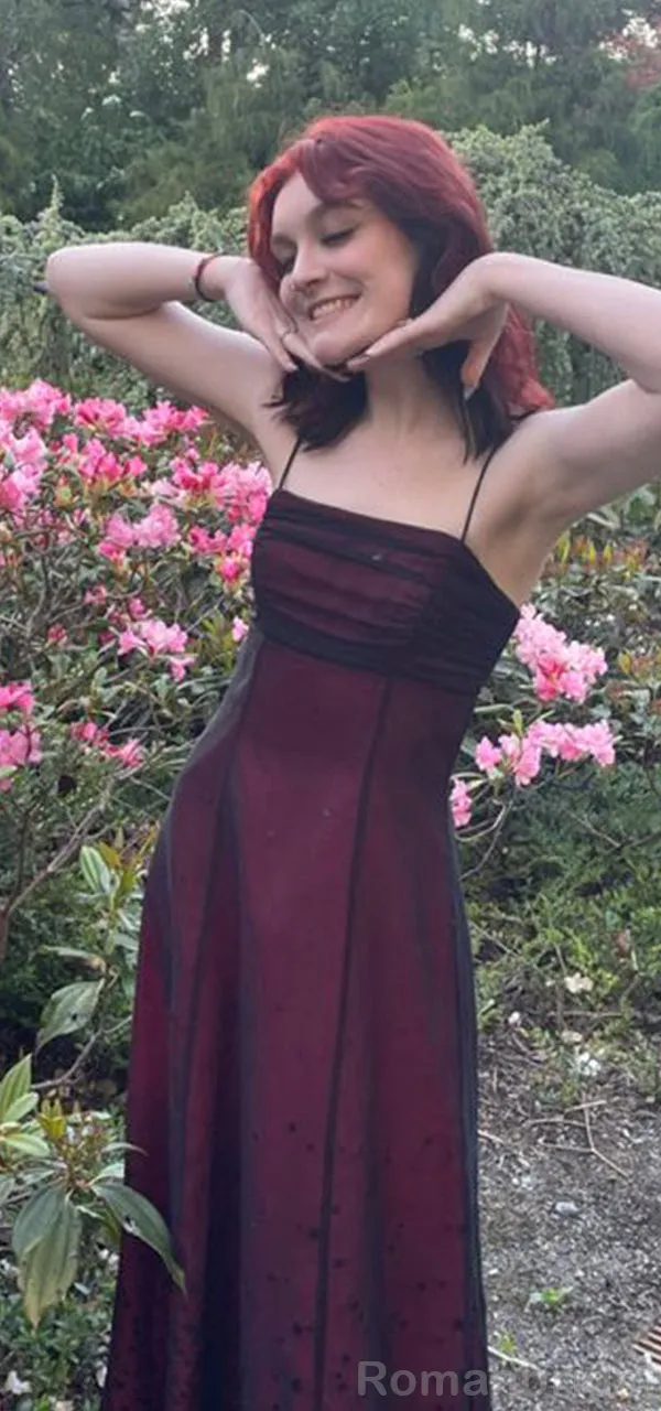 Sexy Spaghetti Straps Mermaid Black Red Long Evening Prom Dress Online, OL146