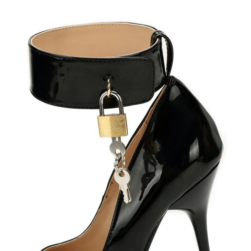 Sexy Stiletto Padlock Pointed Toe Ankle Strap shoes