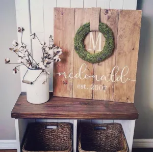 Shiplap Moss Wreath Sign