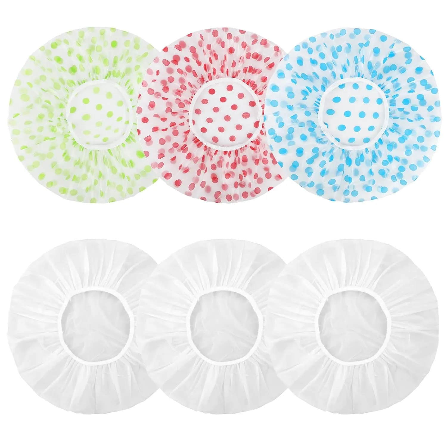 Shower Caps, 3 Pcs Waterproof Bath Caps Plastic Reusable Shower Caps Elastic Band Bath Hair Hat for Women Men Kids