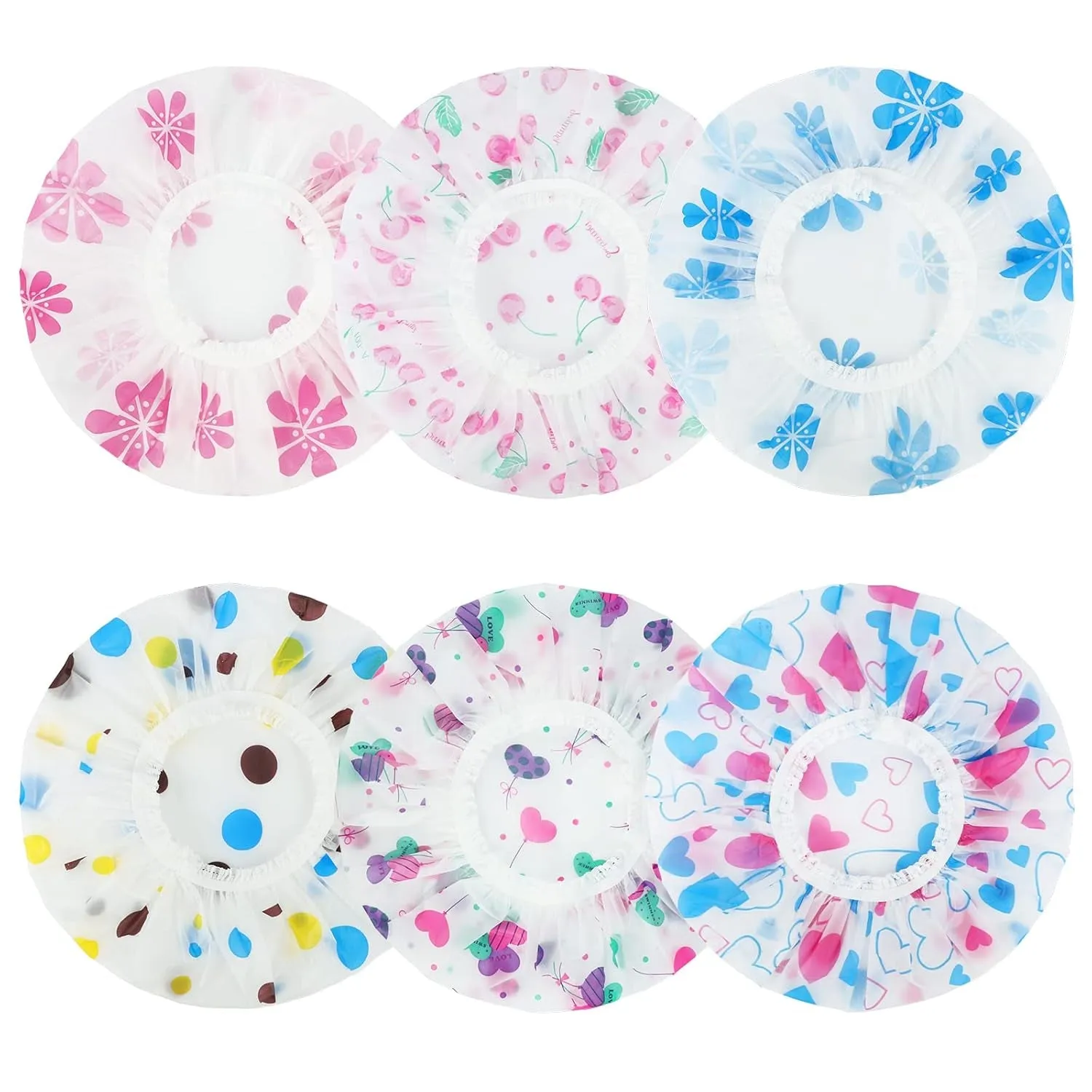 Shower Caps, 3 Pcs Waterproof Bath Caps Plastic Reusable Shower Caps Elastic Band Bath Hair Hat for Women Men Kids