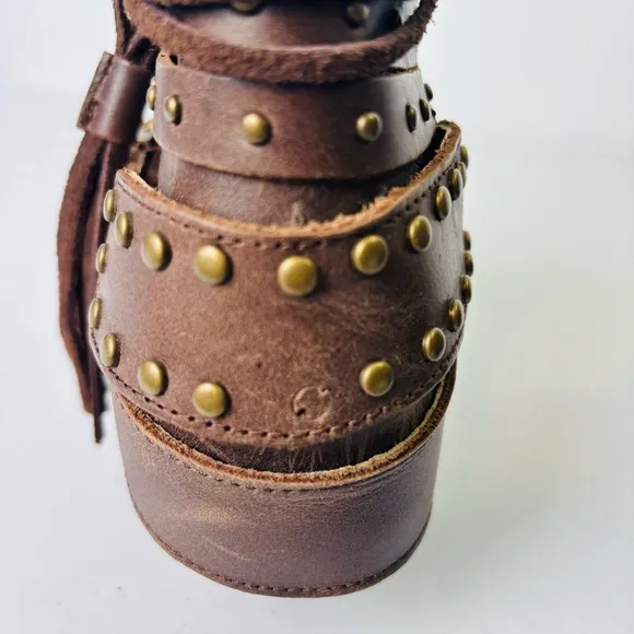 Shyanne Sevilla Brown Leather Western Style Studded Ankle Boots