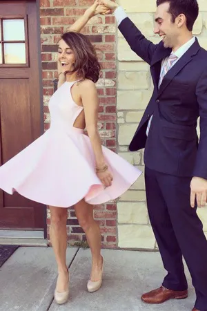 Simple Graduation Dress for Girls,Pink Short Prom Dress,Cute Homecoming Dress,SH24