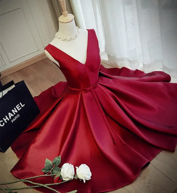 Simple V Neck Short Prom Dress,Sleeveless Homecoming Dress Party Dress,SH115