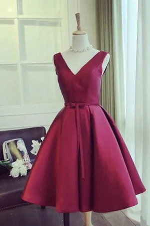 Simple V Neck Short Prom Dress,Sleeveless Homecoming Dress Party Dress,SH115