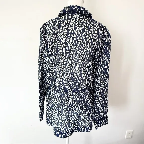 Simply Vera Vera Wang Eyelet Navy White Dotted Light Jacket Women’s Large NWT