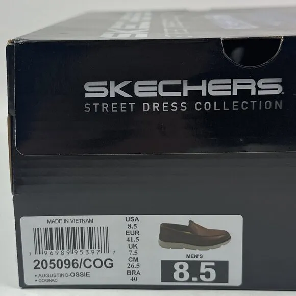 Skechers Augustino Ossie Moc Toe Loafer Mens Cognac Brown Leather Dress 205096