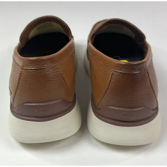 Skechers Augustino Ossie Moc Toe Loafer Mens Cognac Brown Leather Dress 205096