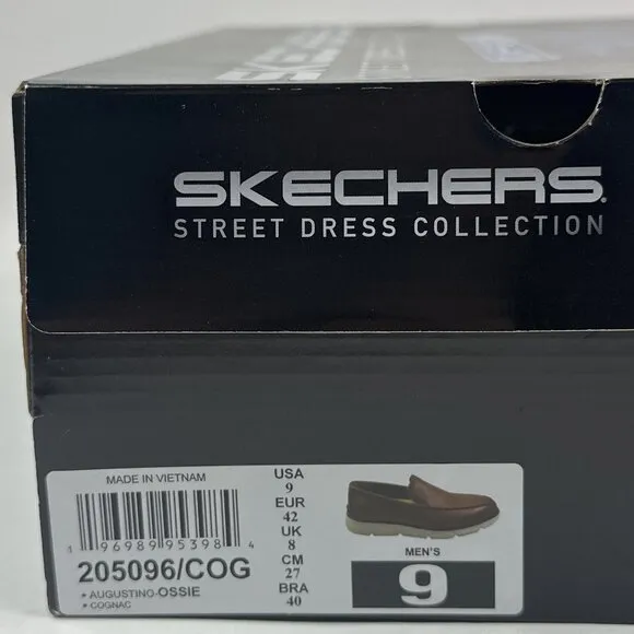 Skechers Augustino Ossie Moc Toe Loafer Mens Cognac Brown Leather Dress 205096