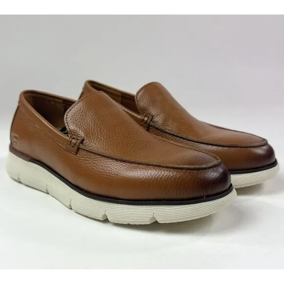 Skechers Augustino Ossie Moc Toe Loafer Mens Cognac Brown Leather Dress 205096