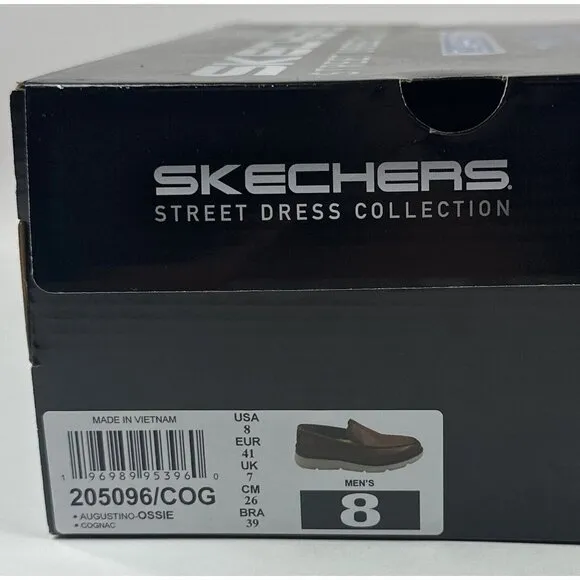 Skechers Augustino Ossie Moc Toe Loafer Mens Cognac Brown Leather Dress 205096