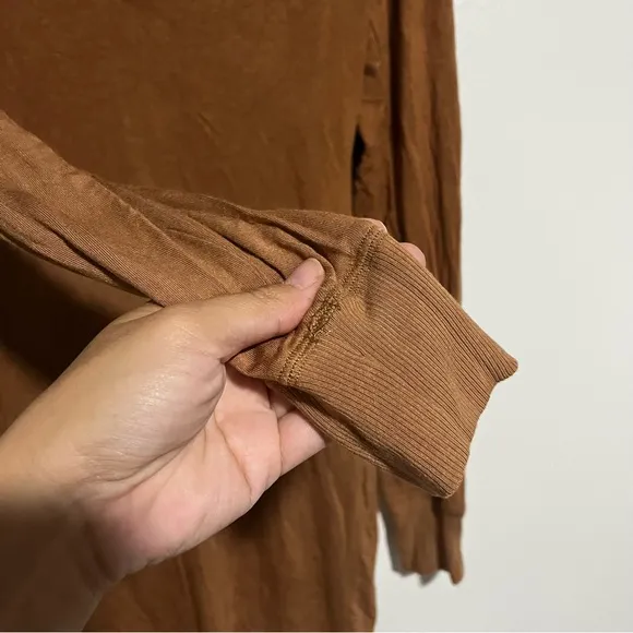 Skims Henley Sleep Dress in Neutral Camel Size Medium