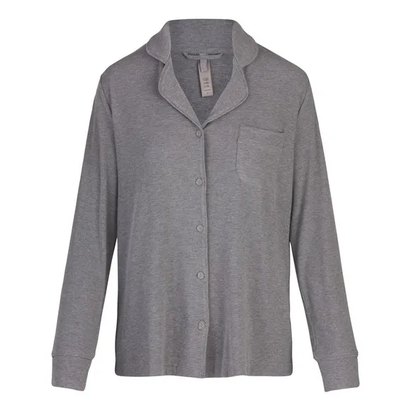 Skims soft lounge sleep shirt ribbed heather gray