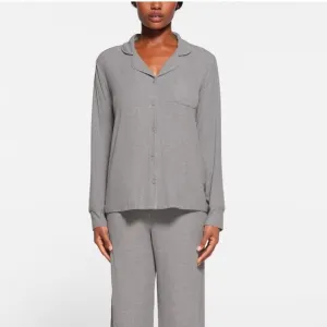 Skims soft lounge sleep shirt ribbed heather gray
