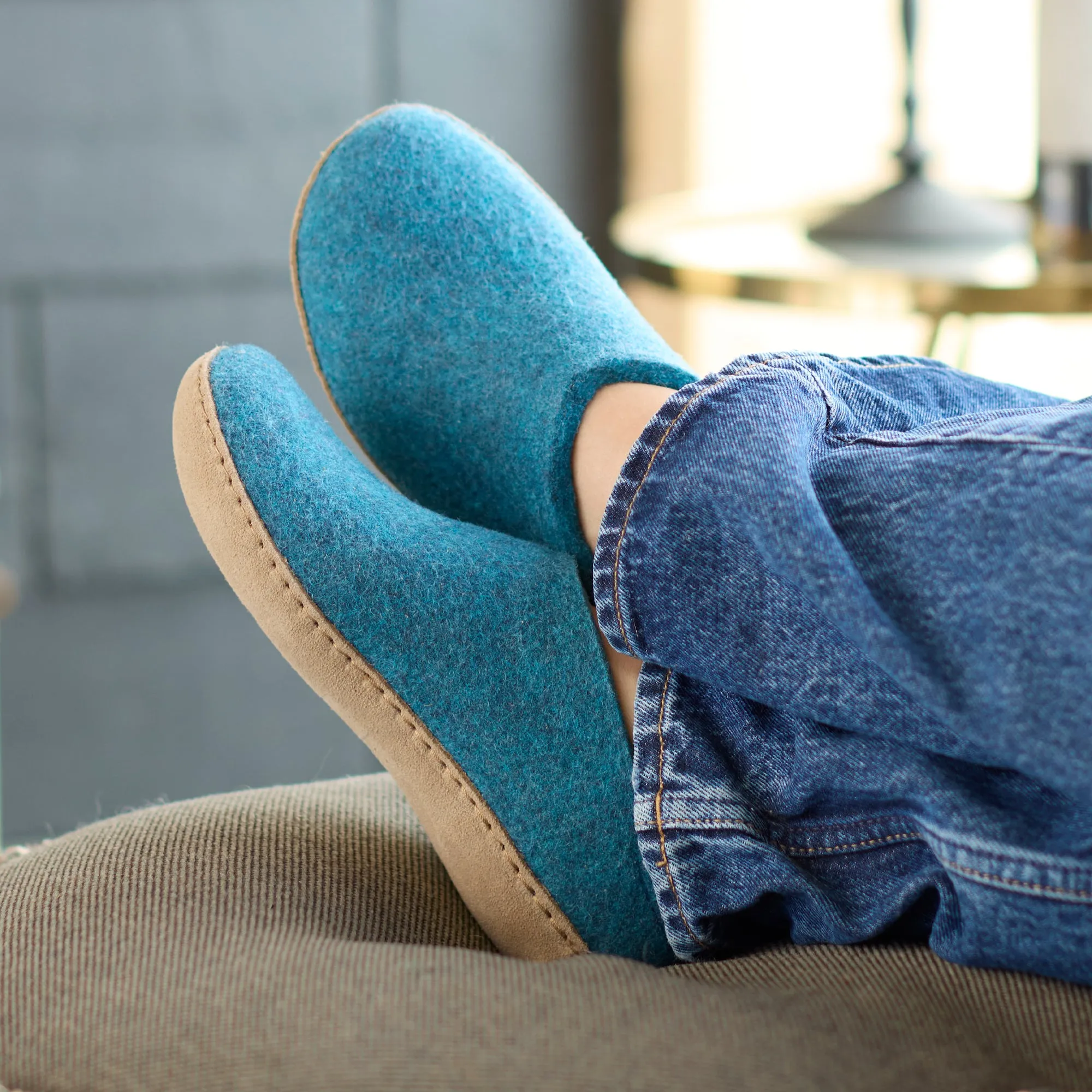 Slip-on with leather sole - Petrol