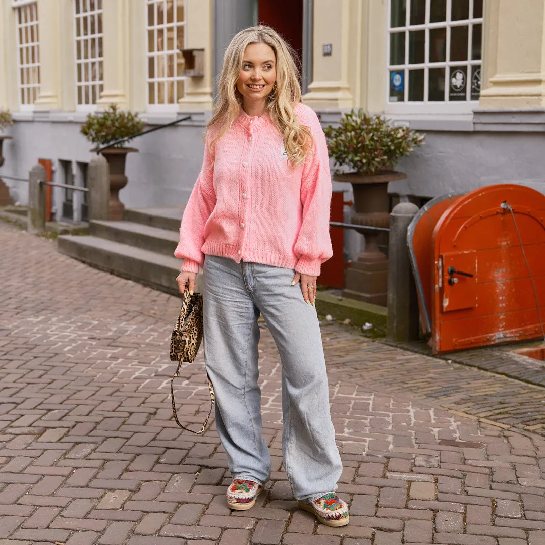 Smiley cardigan pink