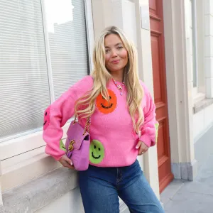 Smiley sweater pink