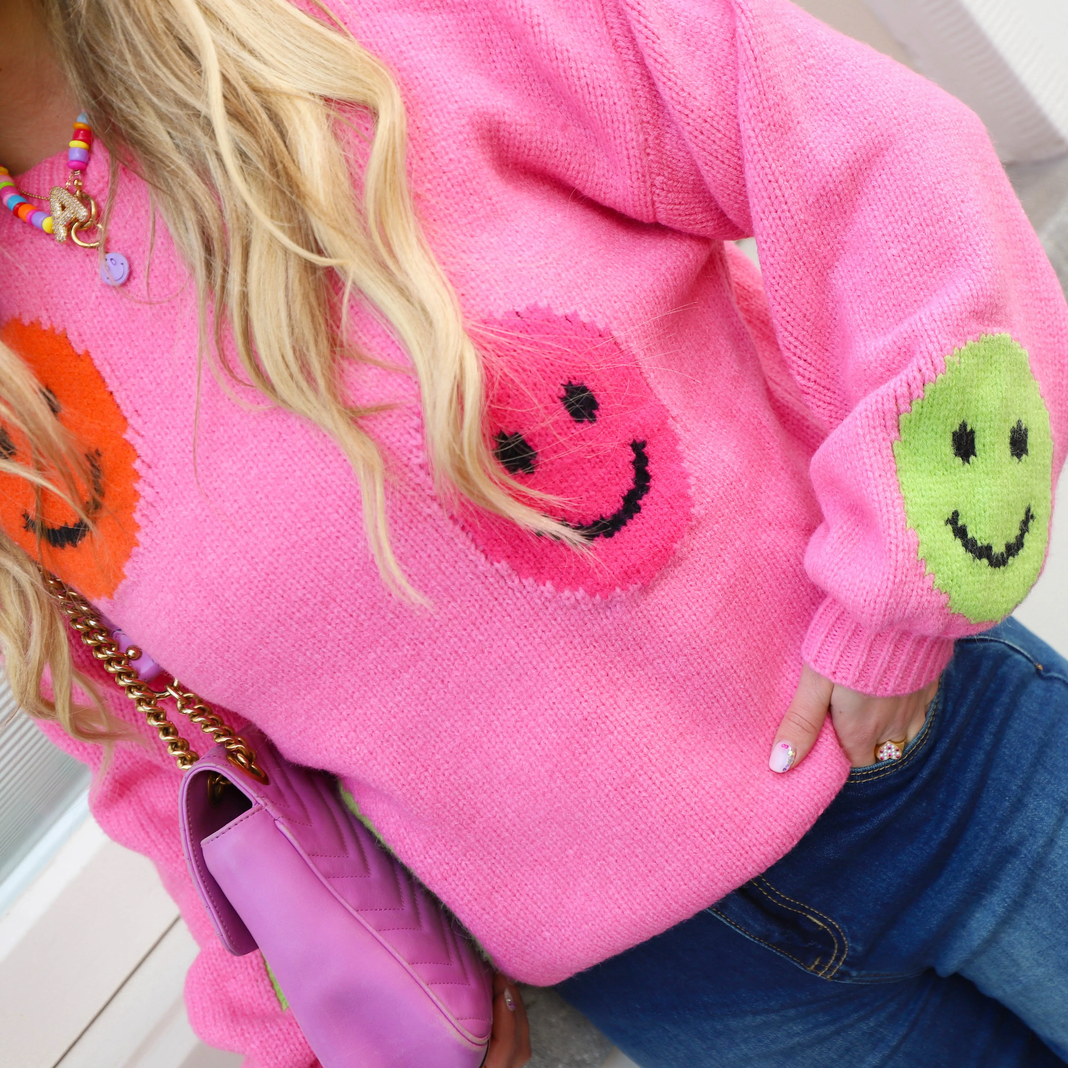 Smiley sweater pink