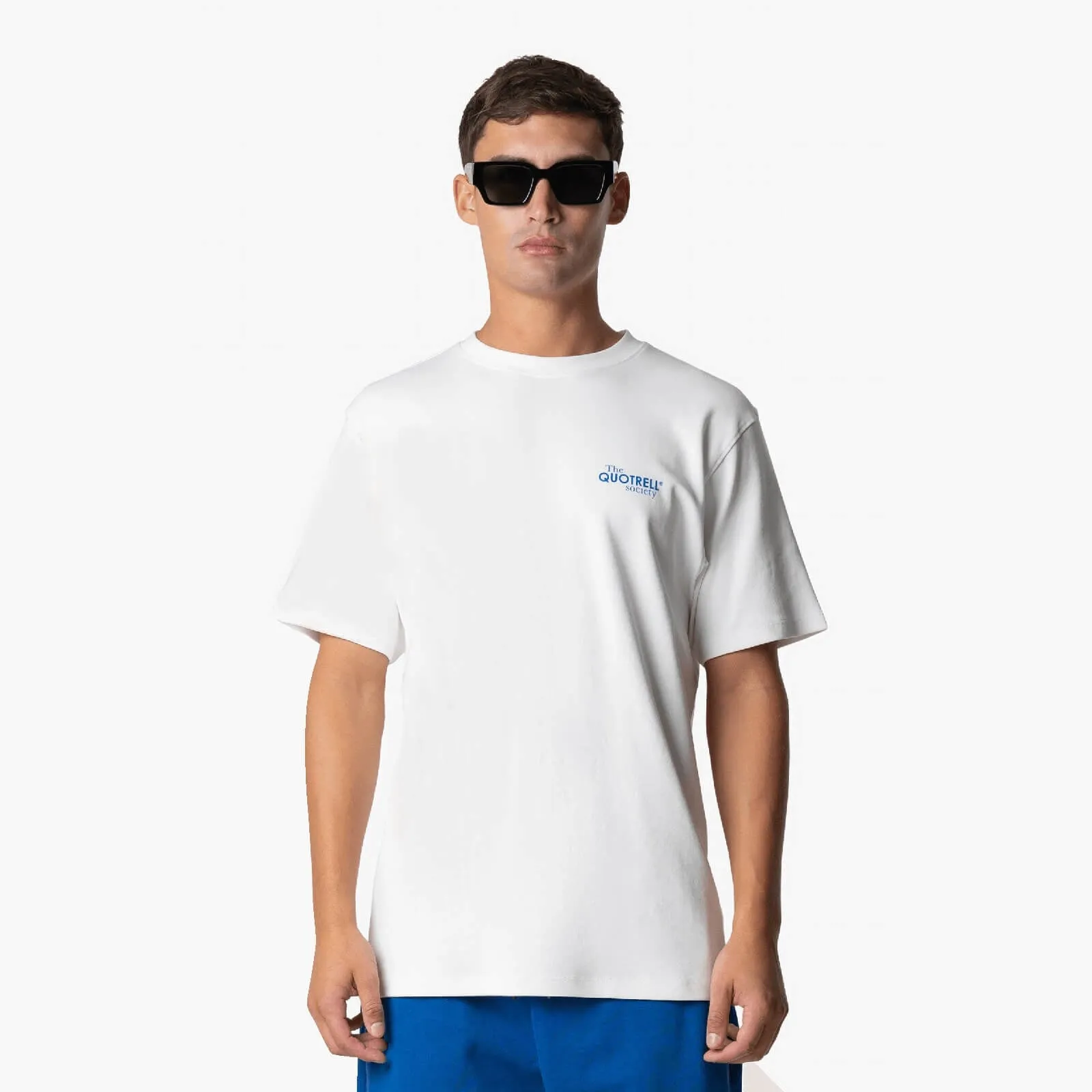 SOCIETY TEE | WHITE/COBALT
