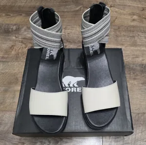 Sorel Women's Black and Cream Sandals size 10
