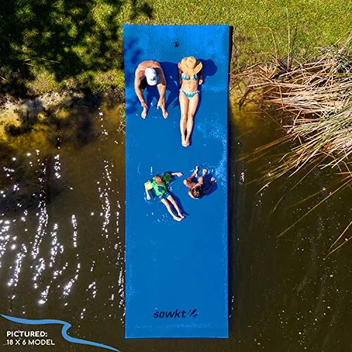 SOWKT [Newest Model] Floating Water Pad - Floating Island for Lakes or Pools - Giant Lily Pad Holds up to 8 Adults or 20 Kids. Unlimited Fun! (18 x 6)