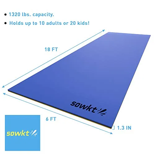 SOWKT [Newest Model] Floating Water Pad - Floating Island for Lakes or Pools - Giant Lily Pad Holds up to 8 Adults or 20 Kids. Unlimited Fun! (18 x 6)