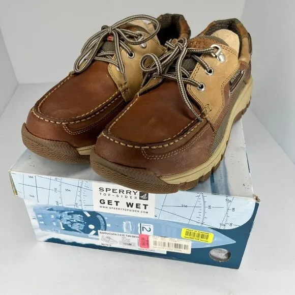 Sperry Top Sider Mens 0617514 Beige Barracuda 3 Collection Size 11.5M Boat Shoes