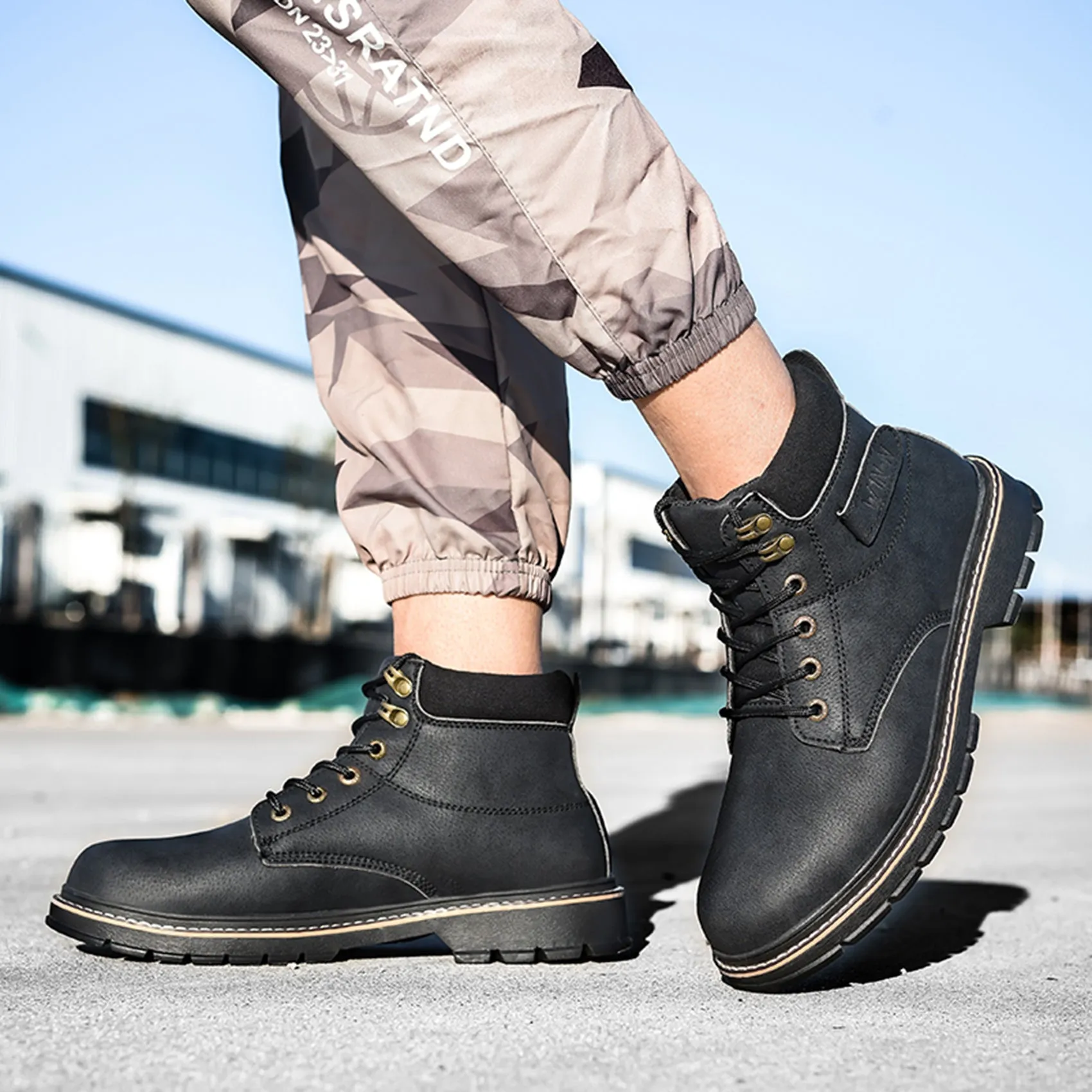 Steel Toe Work Boots for Men Non-Slip Industrial Construction Safety Work Shoes