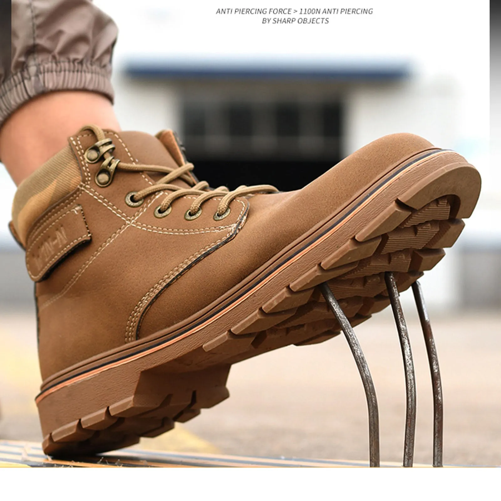 Steel Toe Work Boots for Men Non-Slip Industrial Construction Safety Work Shoes