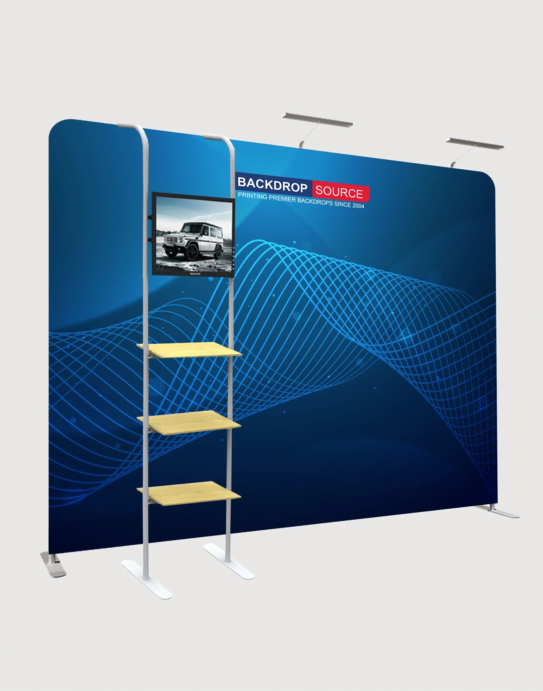 Straight Tension Media Wall with Add-ons