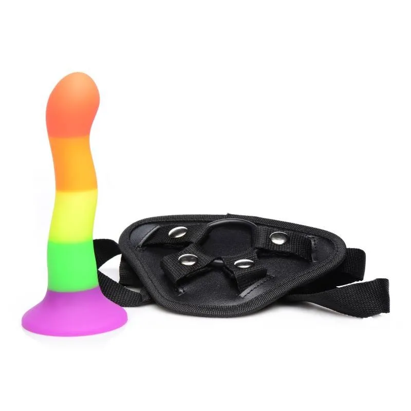 Strap-U Proud - Rainbow 7.5 Inch Dildo Strap-On