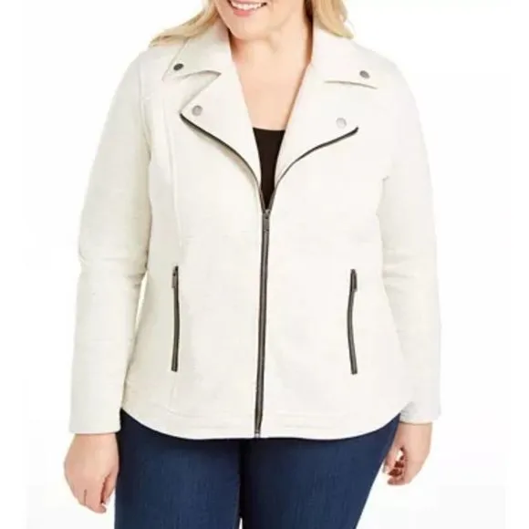 Style &amp; Co French Terry Knit Moto Jacket OX