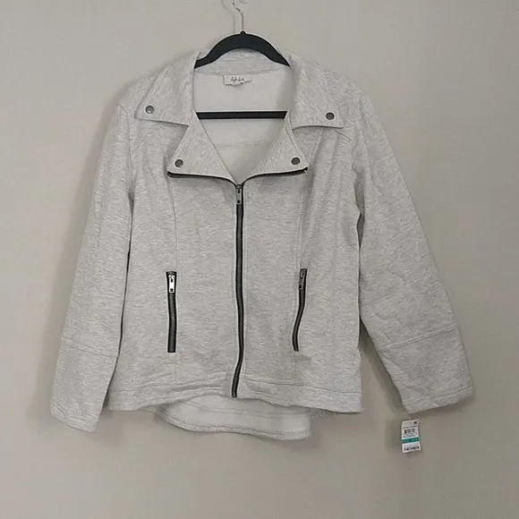 Style &amp; Co French Terry Knit Moto Jacket OX