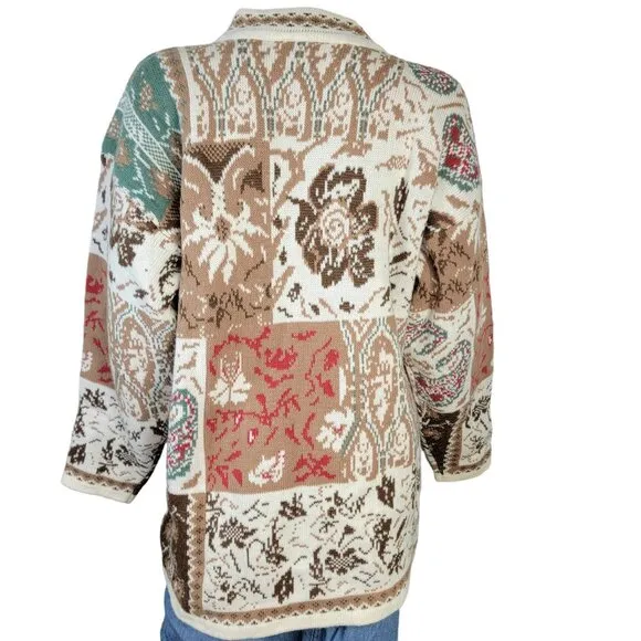 Sunbelt Vintage 90s Sweater Women Plus 1X Floral Paisley Knit Shirt Top 18 Fall