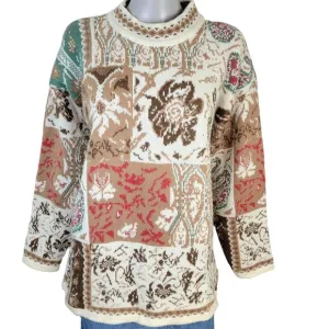 Sunbelt Vintage 90s Sweater Women Plus 1X Floral Paisley Knit Shirt Top 18 Fall