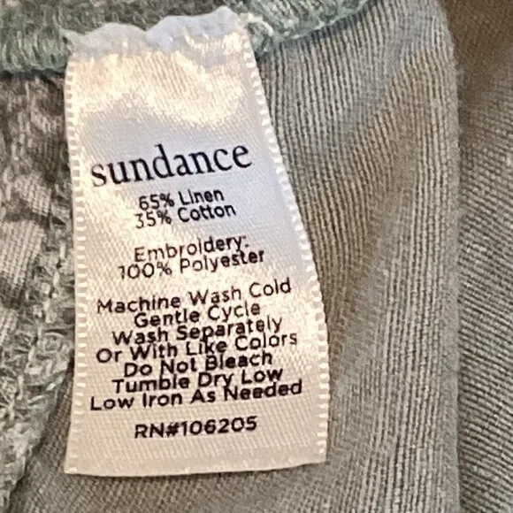 Sundance Kennebunk Linen-Cotton Embroidered Cargo Shorts Sz 10 Green #272D