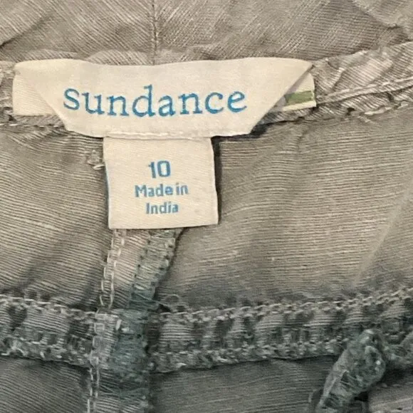 Sundance Kennebunk Linen-Cotton Embroidered Cargo Shorts Sz 10 Green #272D