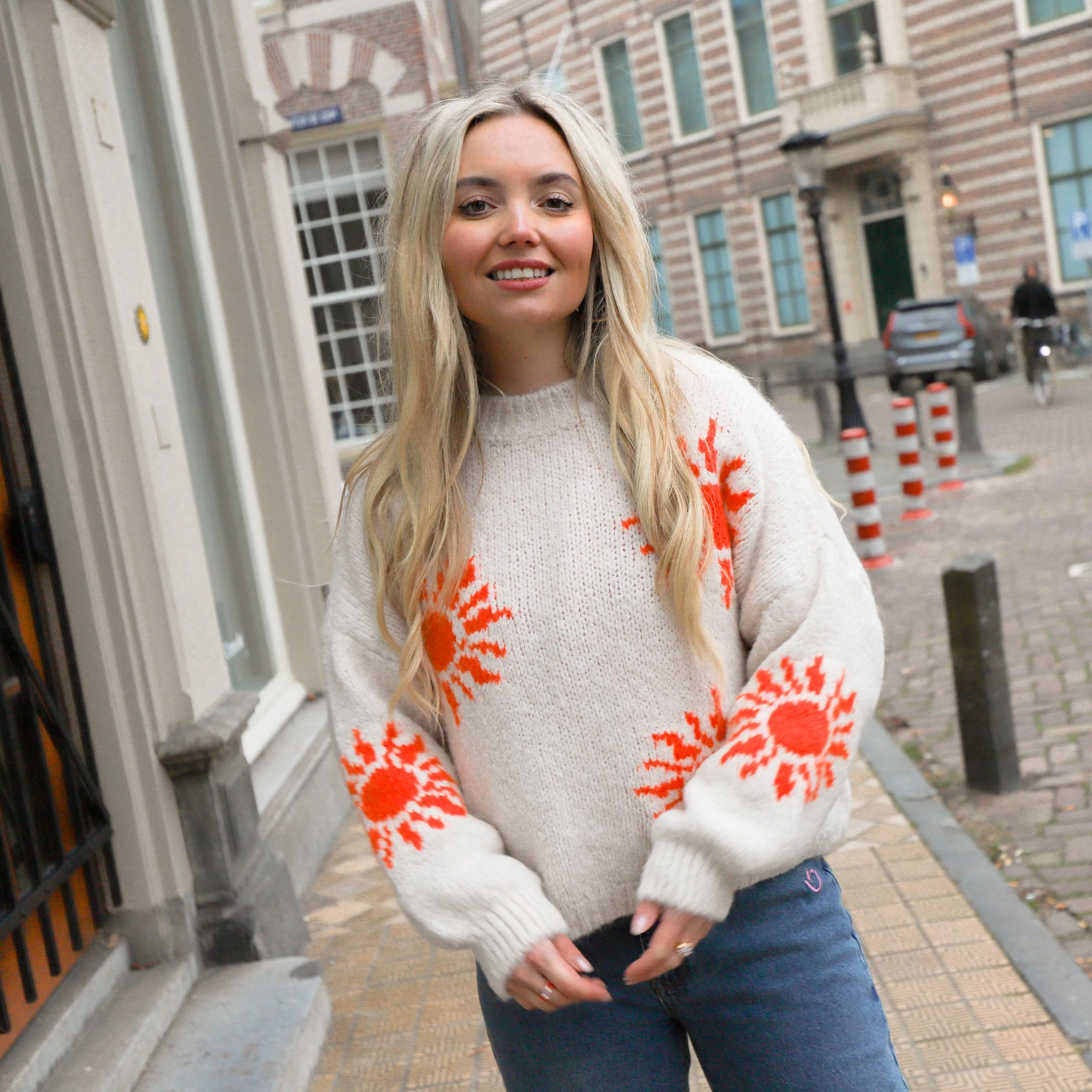 Sunny knit ecru oranje