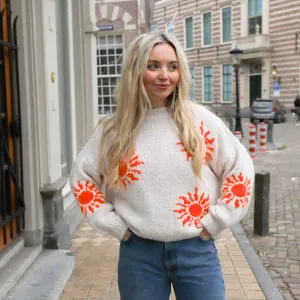 Sunny knit ecru oranje