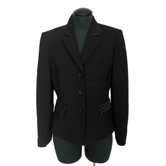 Tahari Black Checkered Blazer - Women’s 6P