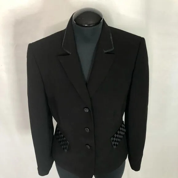 Tahari Black Checkered Blazer - Women’s 6P