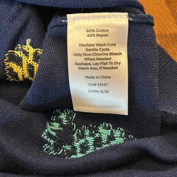 Talbots Women’s (XS) Navy Pineapple Charming Cardigan Crewneck Sweater NWT